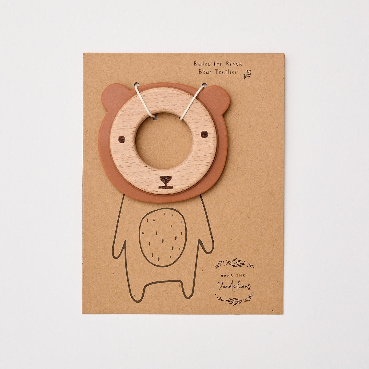 Over The Dandelions-Bailey the Bear Teether Wood + Silicone