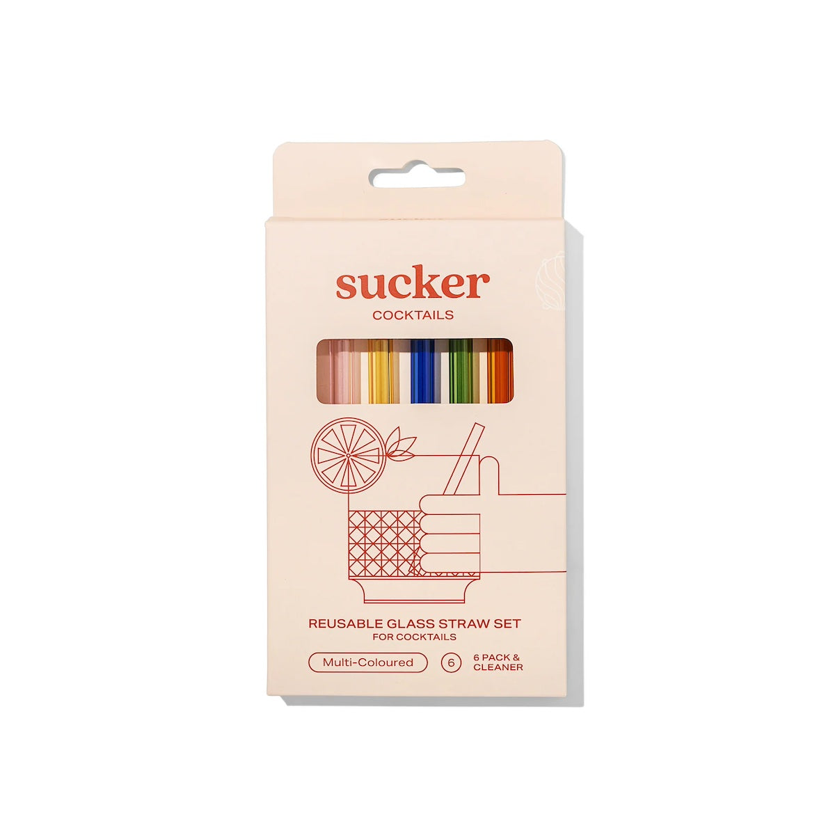 Sucker NZ- Cocktail Glass Drinking Straws - Multi-colour