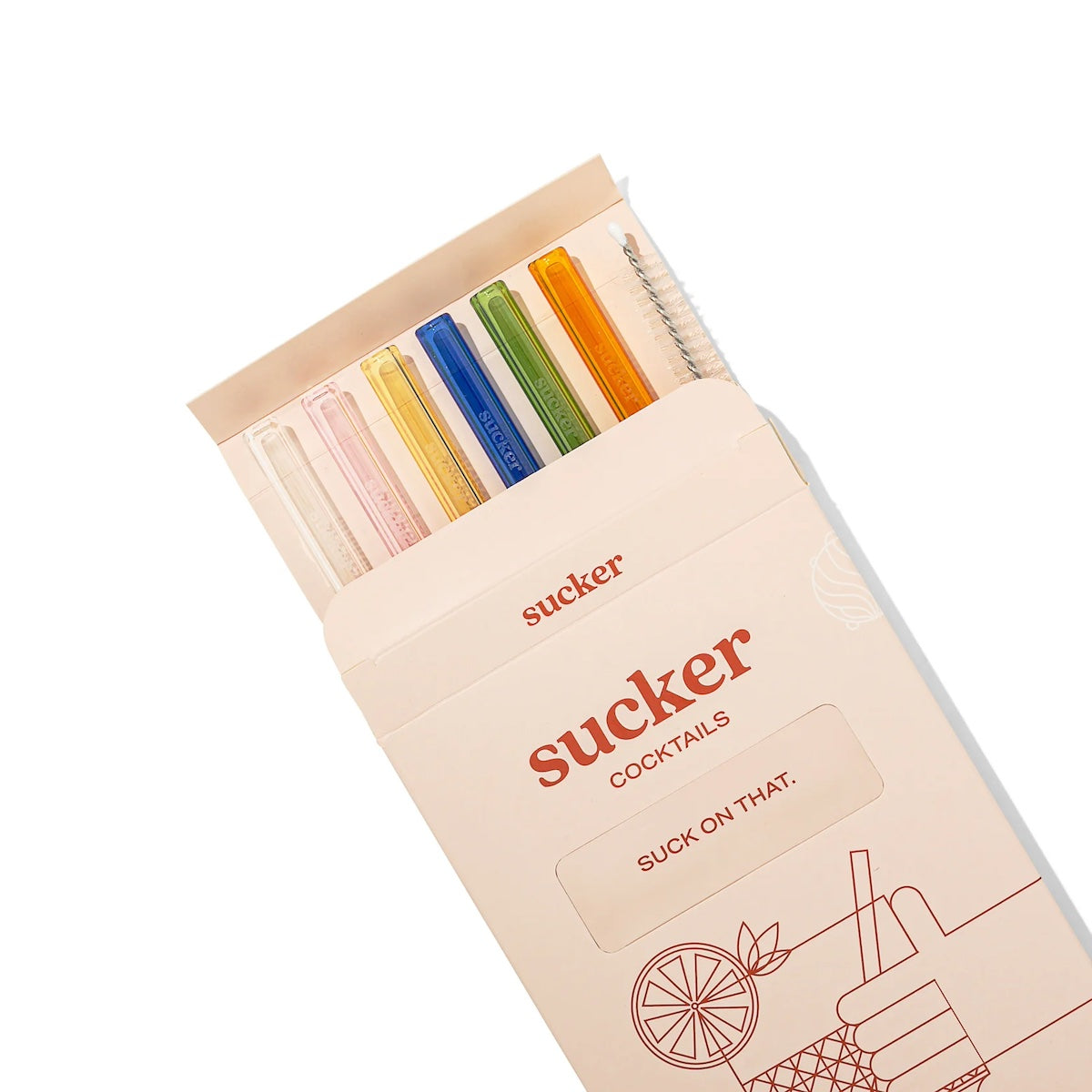 Sucker NZ- Cocktail Glass Drinking Straws - Multi-colour