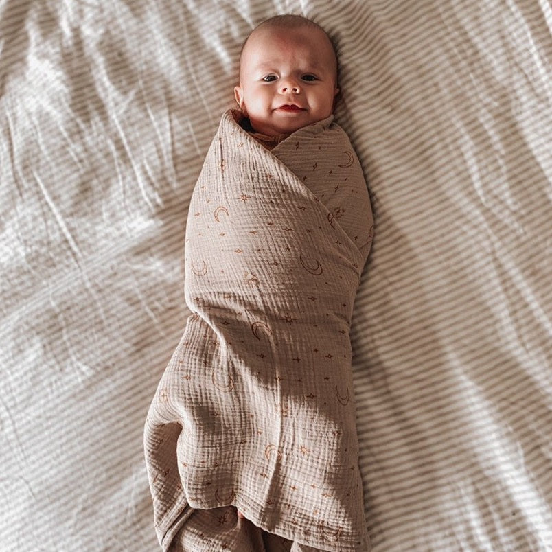 Over The Dandelions-Organic Muslin Swaddle -Night Sky