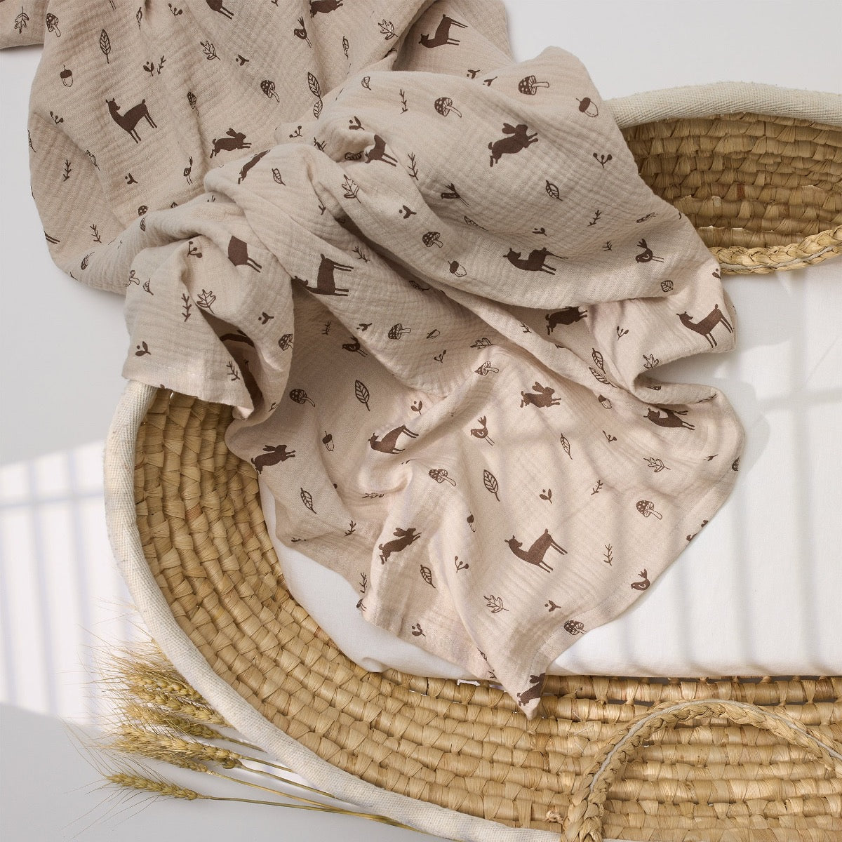 Over The Dandelions-Organic Muslin Swaddle Woodlands