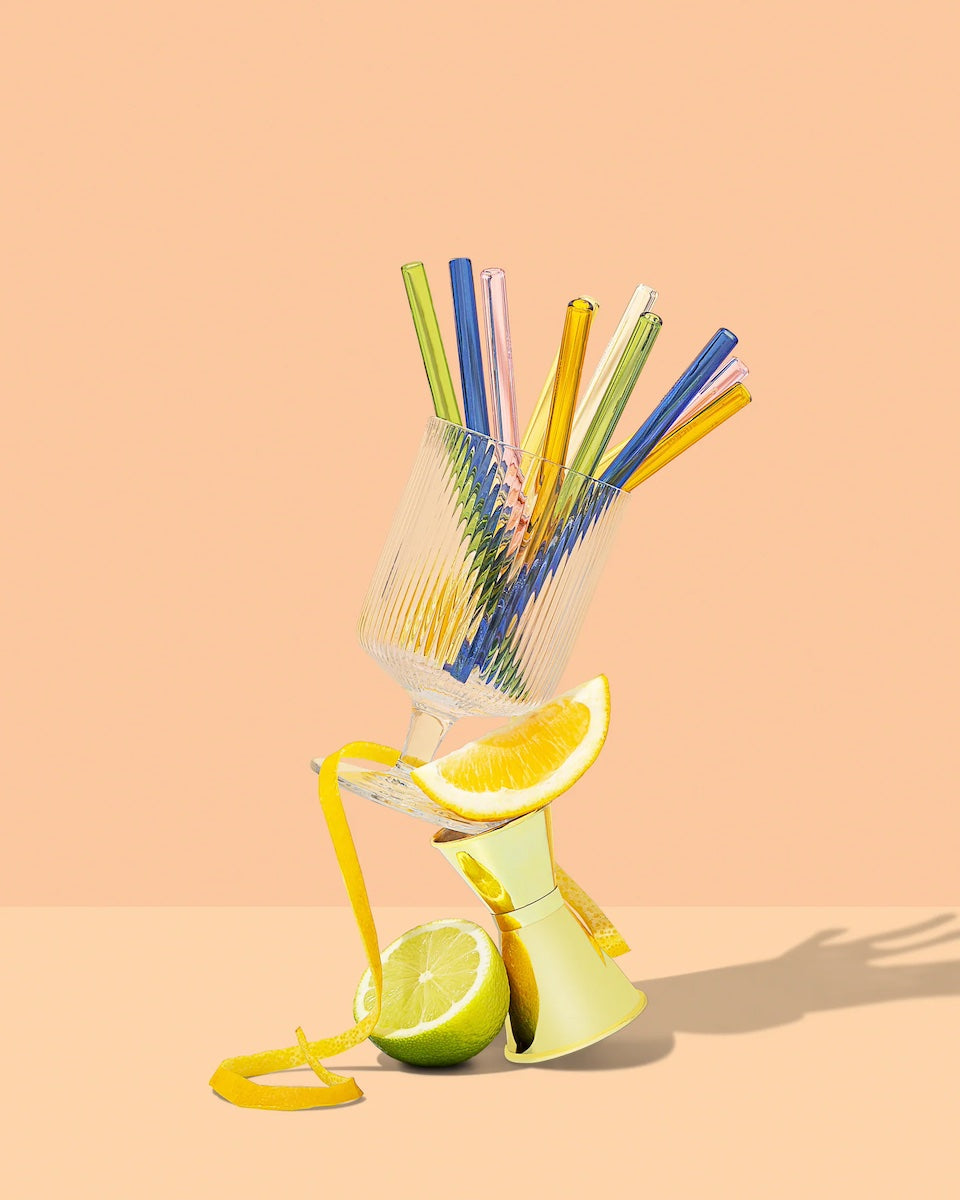 Sucker NZ- Cocktail Glass Drinking Straws - Multi-colour