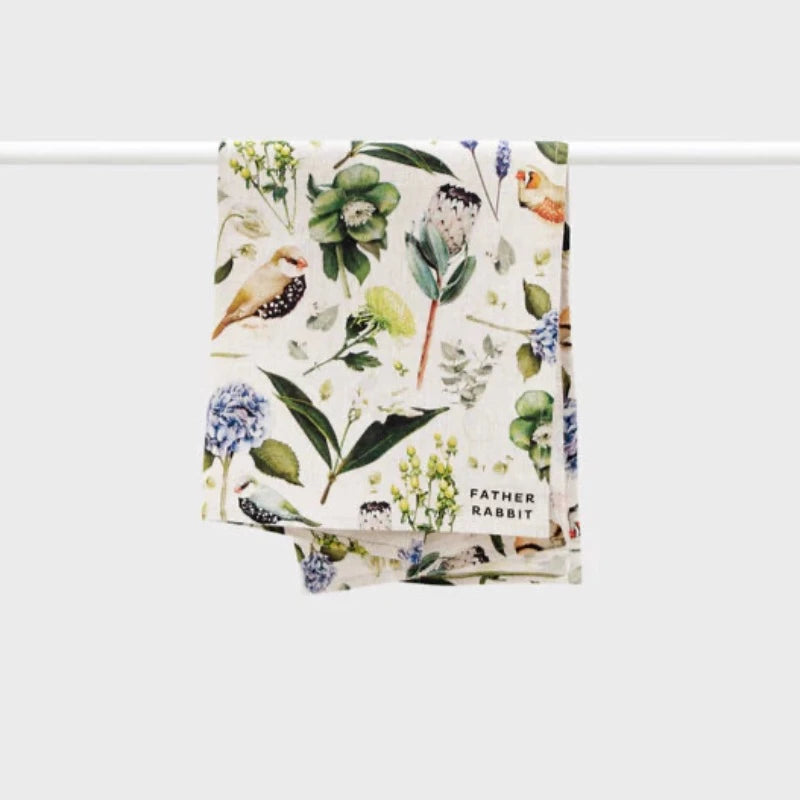 Father Rabbit Tea Towel - Botanica / Natural