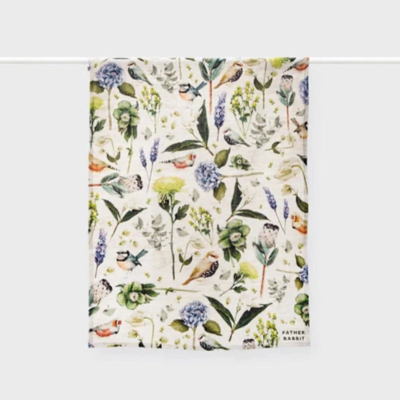 Father Rabbit Tea Towel - Botanica / Natural