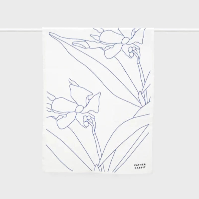 Father Rabbit Tea Towel - Blue Jasmine