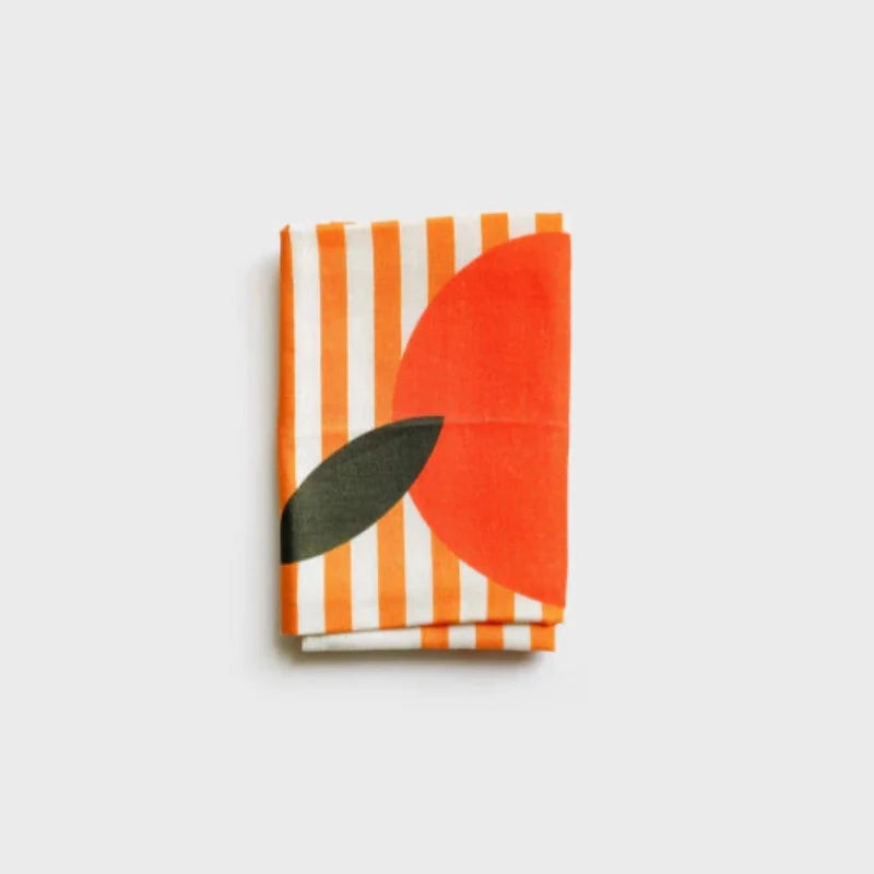 Lettuce Tea Towel - Orange Larger Stripe