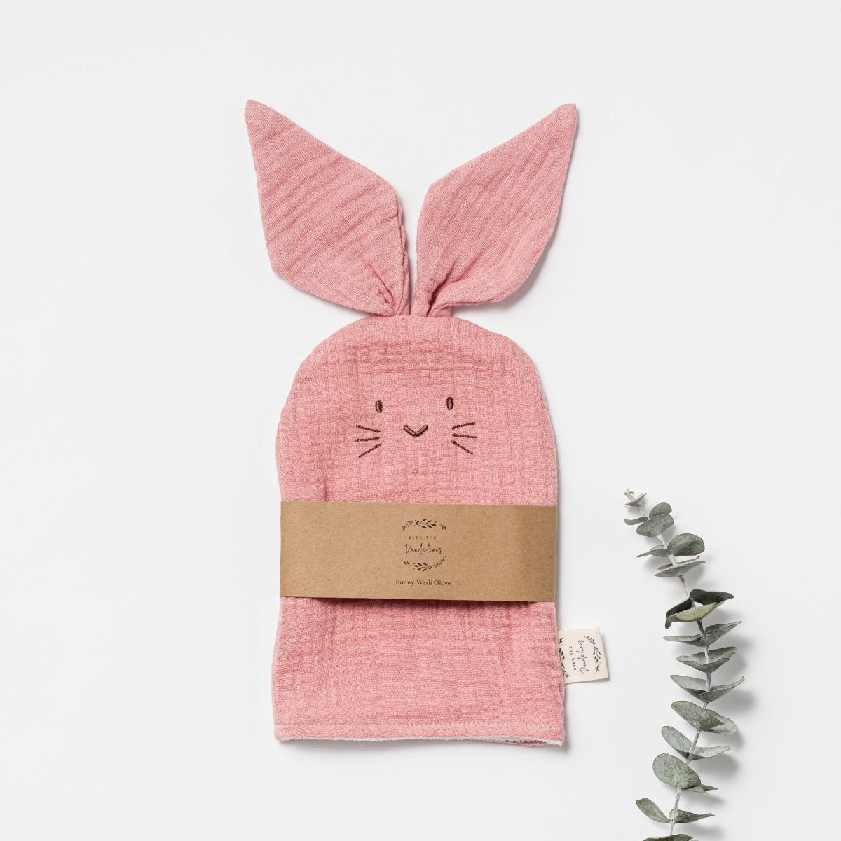 Over the Dandelions-Bunny Wash Glove Shell Pink