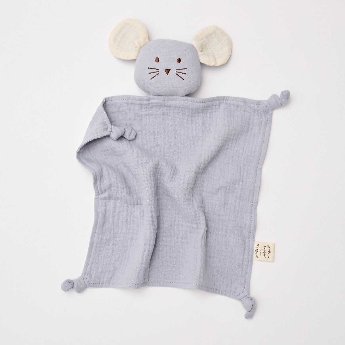 Over The Dandelions-Organic Muslin Mouse Lovey Frost with Milk ears