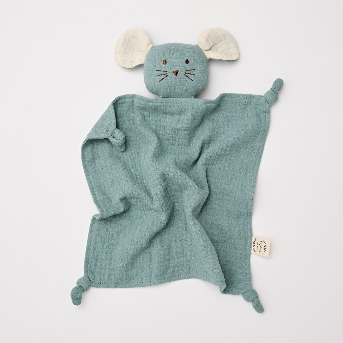 Over The Dandelions-Organic Muslin Mouse Lovey Sage with Milk ears