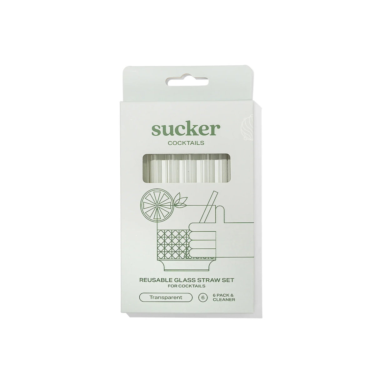 Sucker NZ-Cocktail Glass Drinking Straws - Transparent