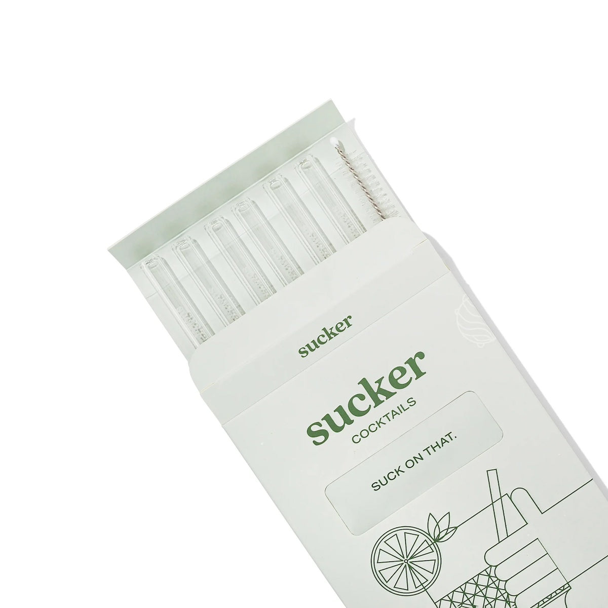 Sucker NZ-Cocktail Glass Drinking Straws - Transparent