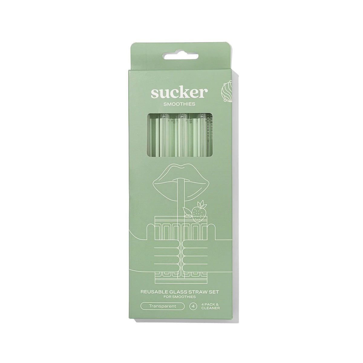 Sucker NZ-Reusable Glass Smoothie Straws - Transparent