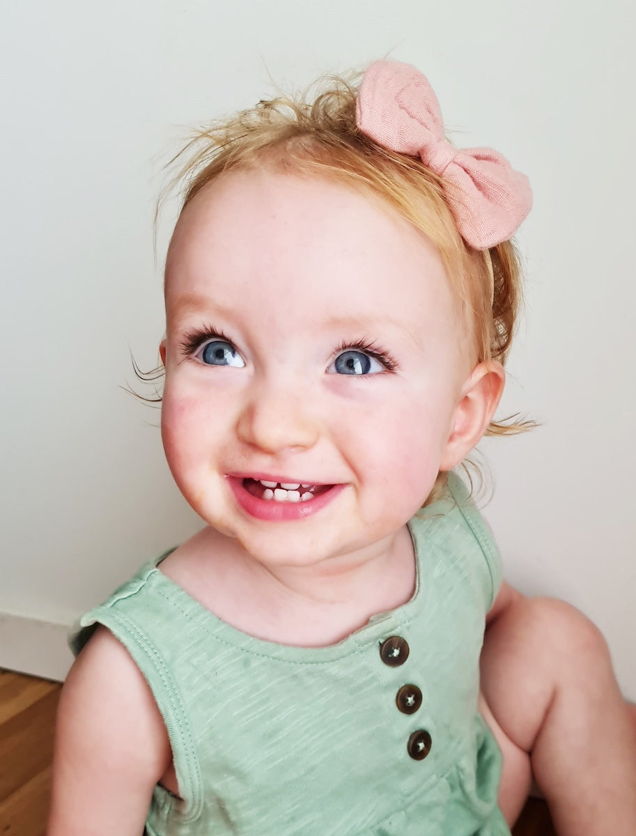 Over The Dandelions-Organic Muslin Bow Headband set of 2 - Lilac + Blush