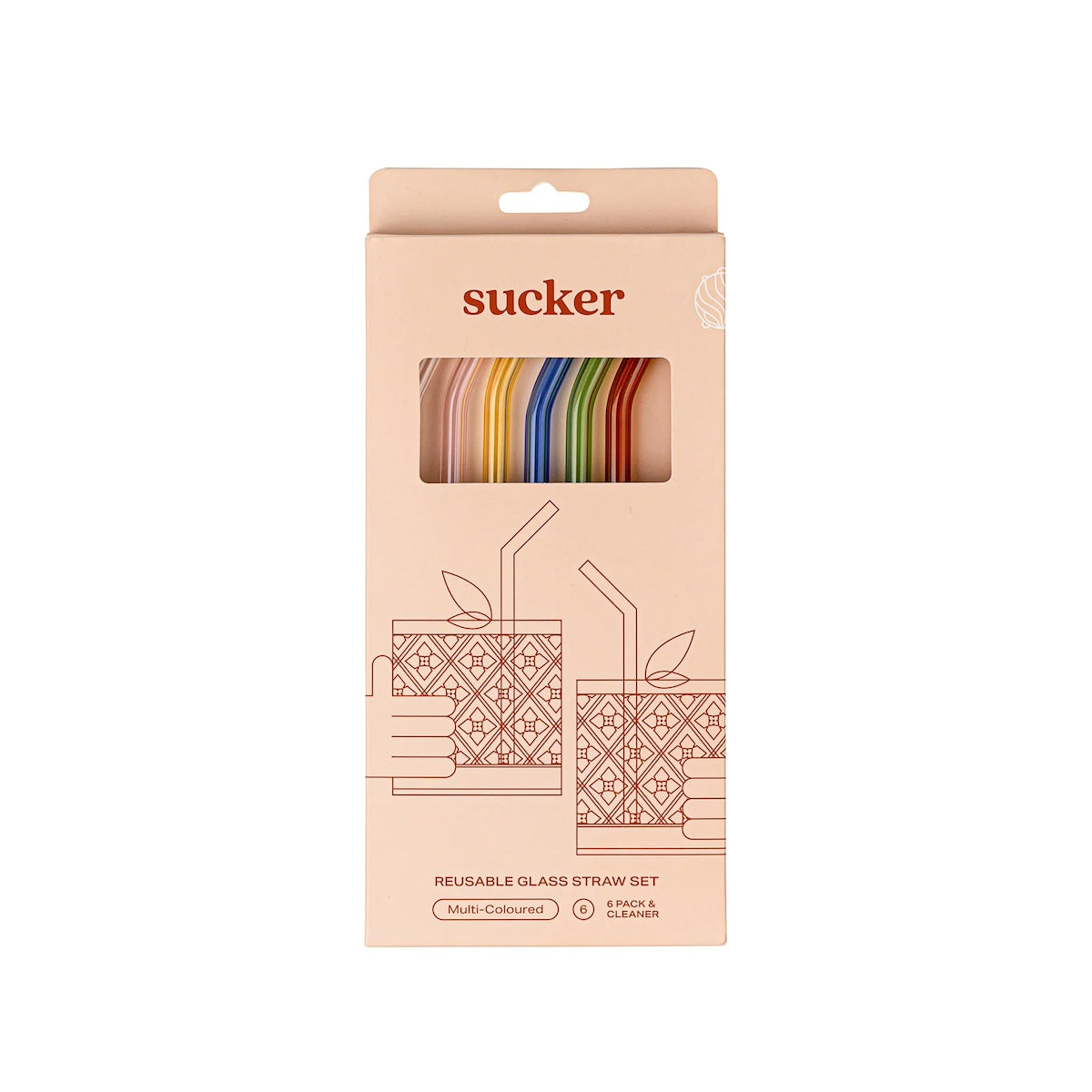 Sucker NZ-Reusable Glass Drinking Straws - Multi-colour