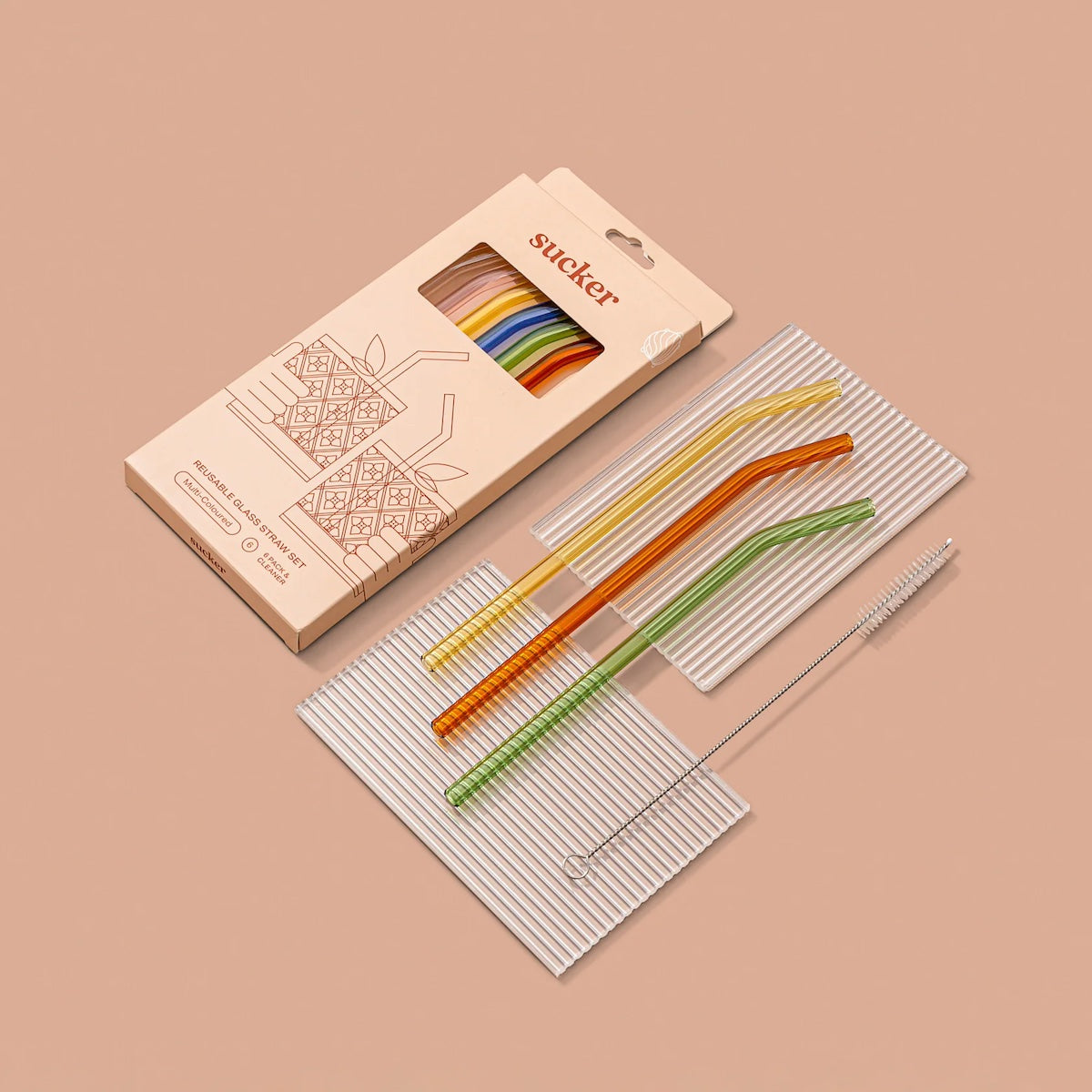 Sucker NZ-Reusable Glass Drinking Straws - Multi-colour