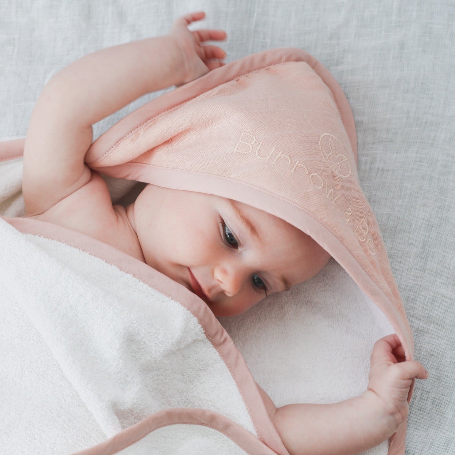 Burrow & Be Baby Hooded Towel - Dusty Rose