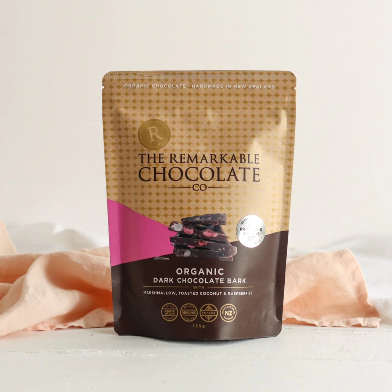 The Remarkable Chocolate Co Organic Chocolate Bark - Marshmallow, Coconut & Raspberry
