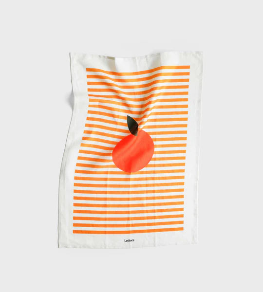 Lettuce Tea Towel - Orange Larger Stripe