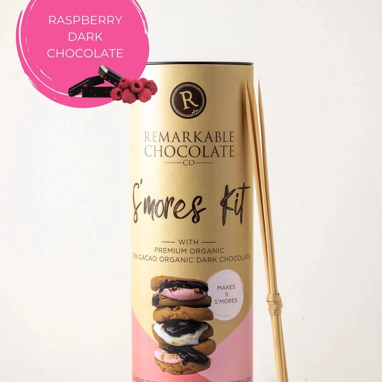 The Remarkable Chocolate Co S'mores Kit - Dark Chocolate and Raspberry 220G