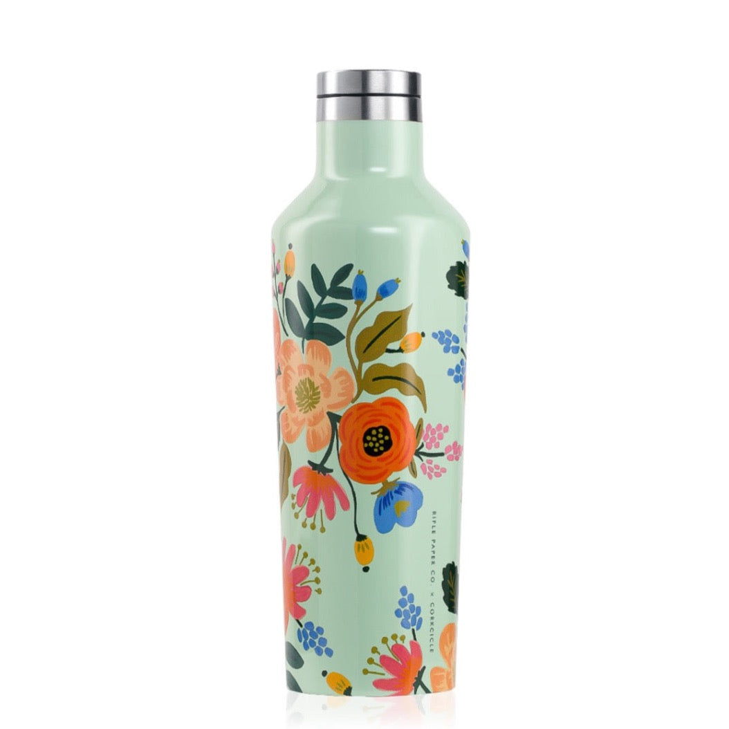 Corkcicle Rifle Paper Co. Canteen 475ml - Mint Lively Floral - Insulated Stainless Steel Bottle