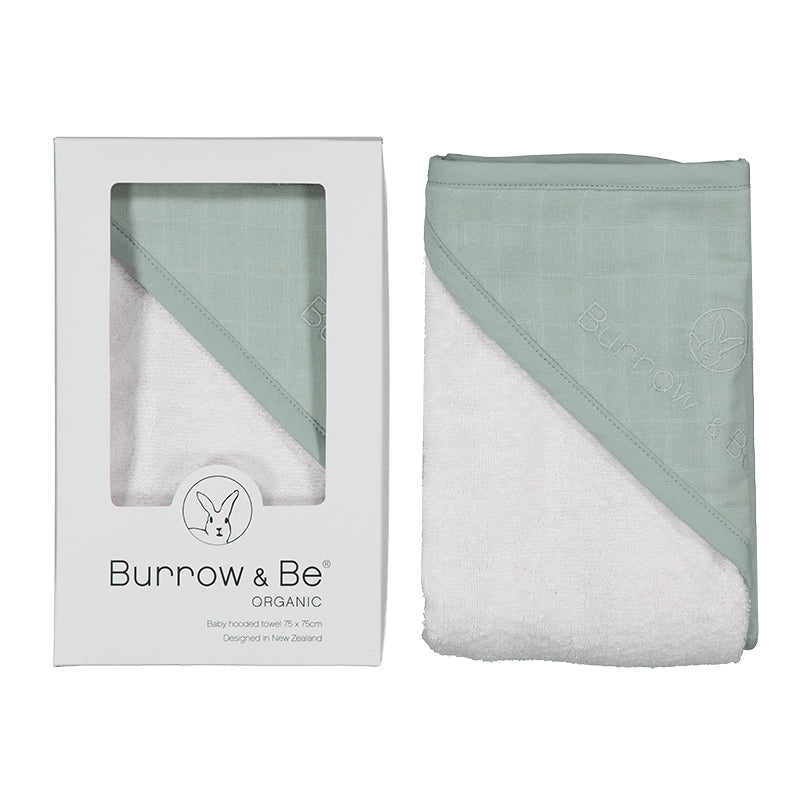 Burrow & Be Baby Hooded Towel - Sage