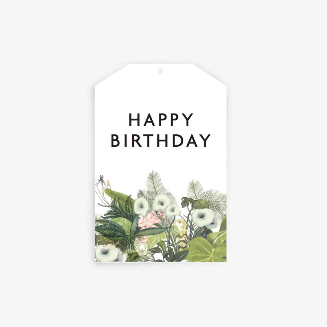 Father Rabbit Gift Tag - Botanical "Happy Birthday"